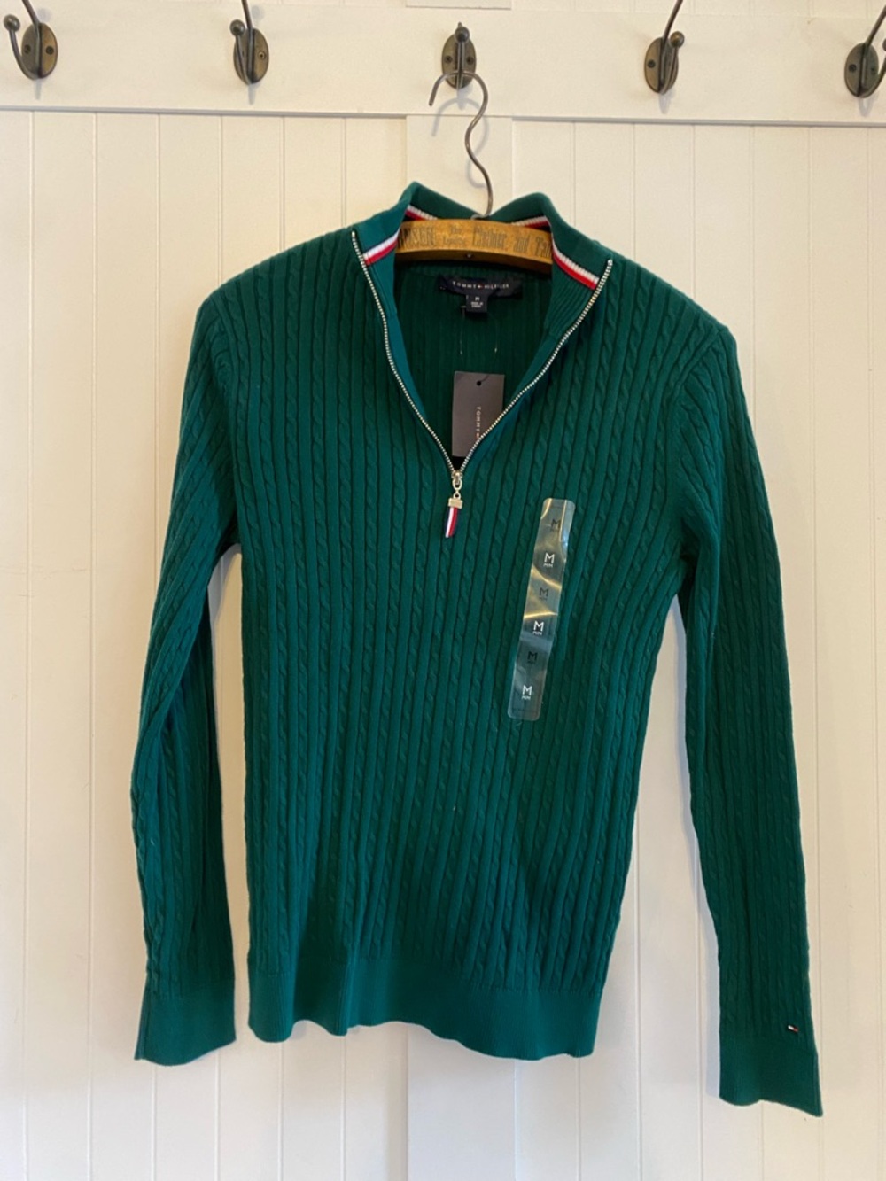 NWT Tommy Hilfiger Cable-Knit Quarter-Zip Sweater